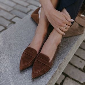 Flattered x Anouk Yve Alexandra Cognac Suede Loafers Sz 37